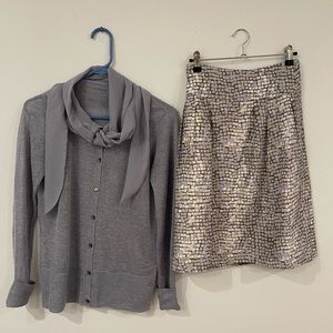 Banana Republic Skirt and Silk Cardigan